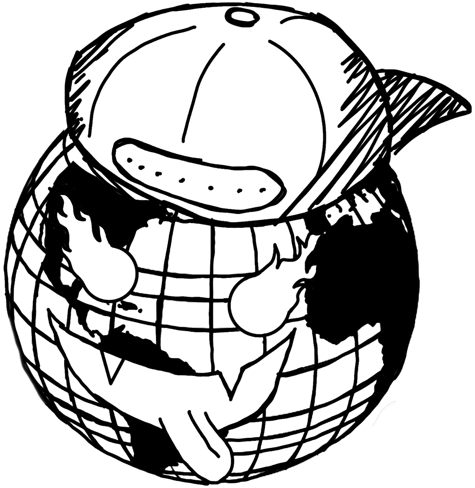 NMAWW globe mascot wearing a cap and headphones