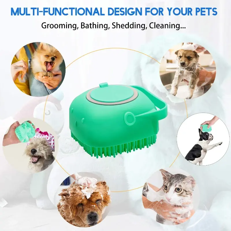Pet Dog Shampoo Brush 2.7oz 80ml Cat Massage Comb Grooming Scrubber for Bathing