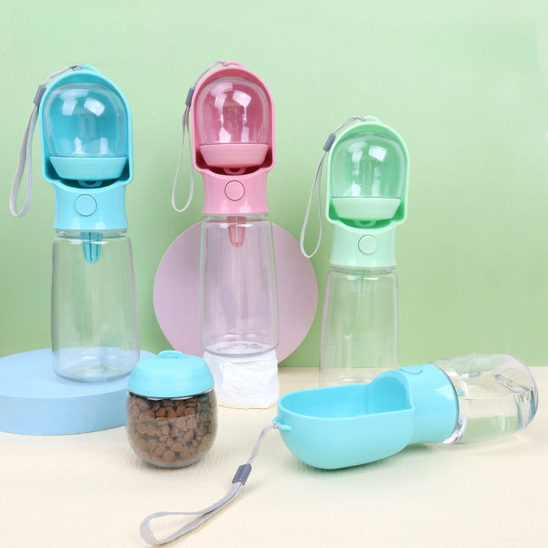 Dog Cat Water Bottle, Portable pet Water Bottle with Food Container, Outdoor Wat