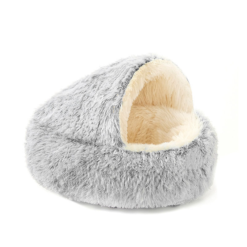 Winter Plush Pet Cat Bed Round Cat Cushion Cat House 2 In 1 Warm Cats Basket Pet