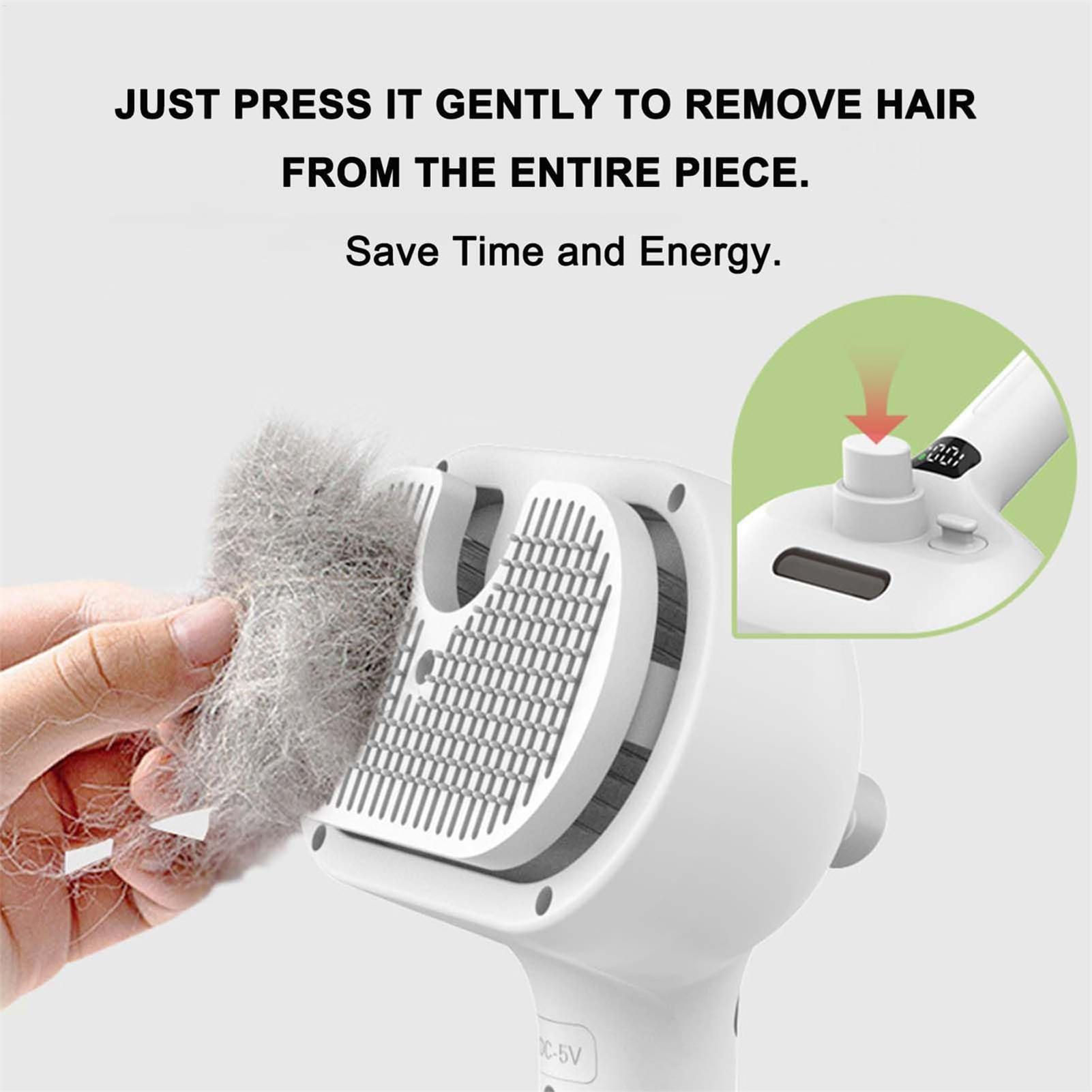 Steamy Dog Brush Electric Spray Cat Hair Brush 3 in1 Dog Steamer Brush for Massa