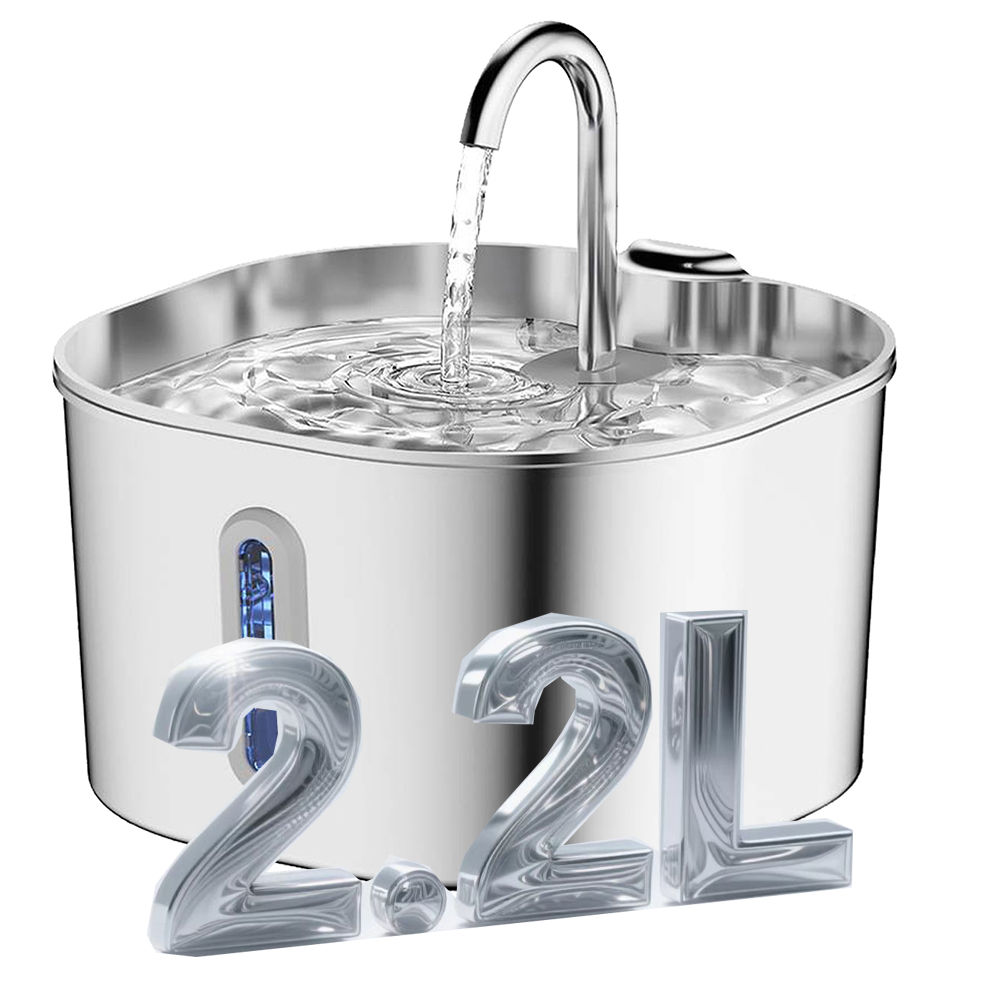 2.2L Stainless Steel Cat Water Fountain,Pet Water Dispenser With Filter,Dog Drin