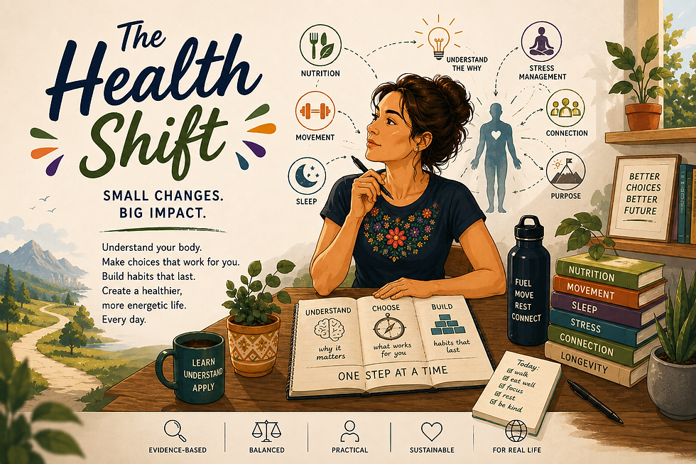 Illustration of The Health Shift philosophy and evidence-based lifestyle medicine
