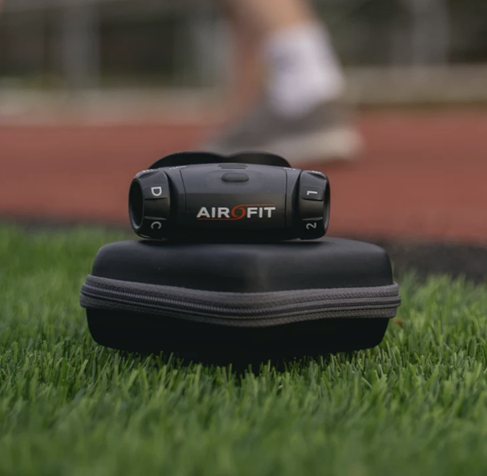 Airofit respiratory muscle trainer for guided breathing exercises and inspiratory muscle training.