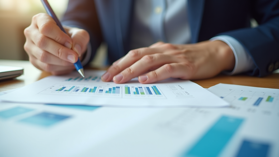 Close-up view of a financial planner’s hands working on a budget spreadsheet