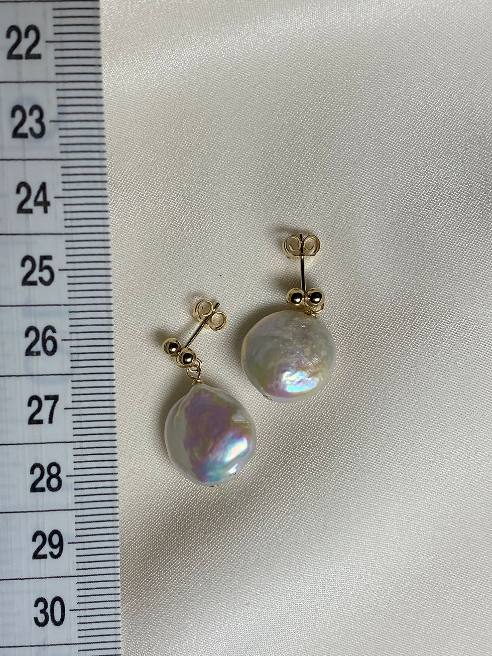 Thumbnail: baroque pearls dangly earrings - round