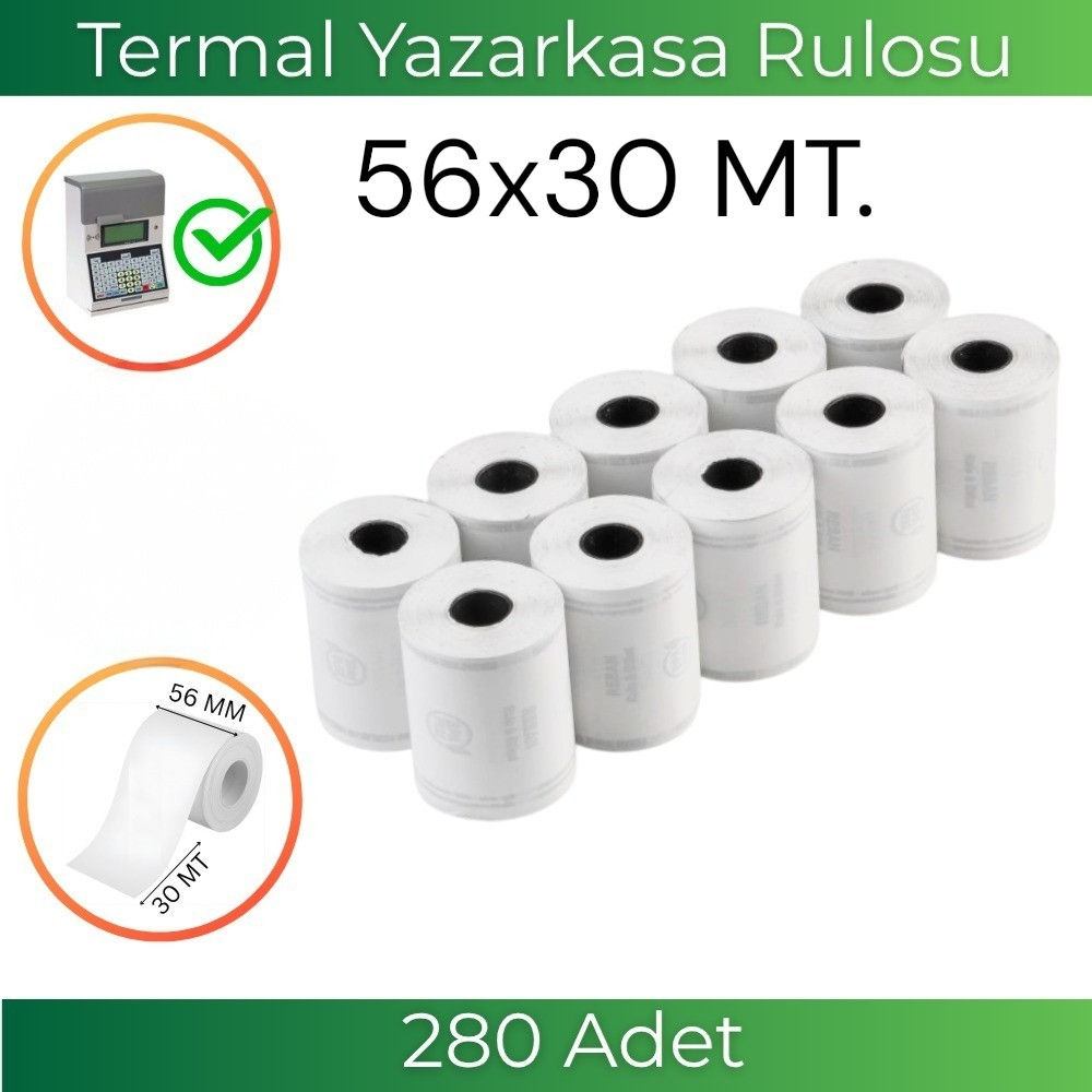 Termal Yazarkasa Rulosu 56x30 MT. 1 Koli (280 Adet)