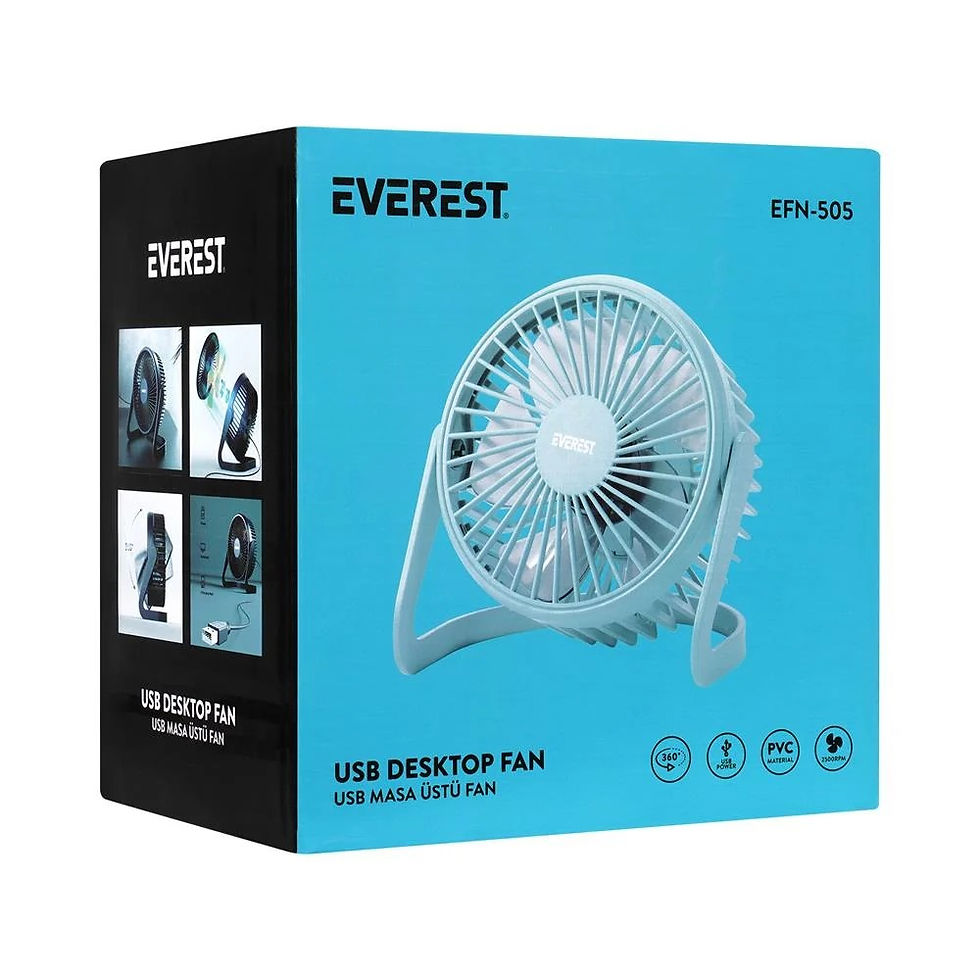 Küçük resim: EVEREST EFN-505 MASA ÜSTÜ TURKUAZ USB FAN