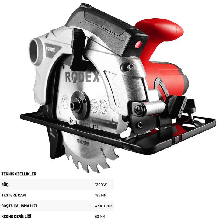RODEX DAİRE TESTERE LAZERLİ 185MM 1300W RDX3821