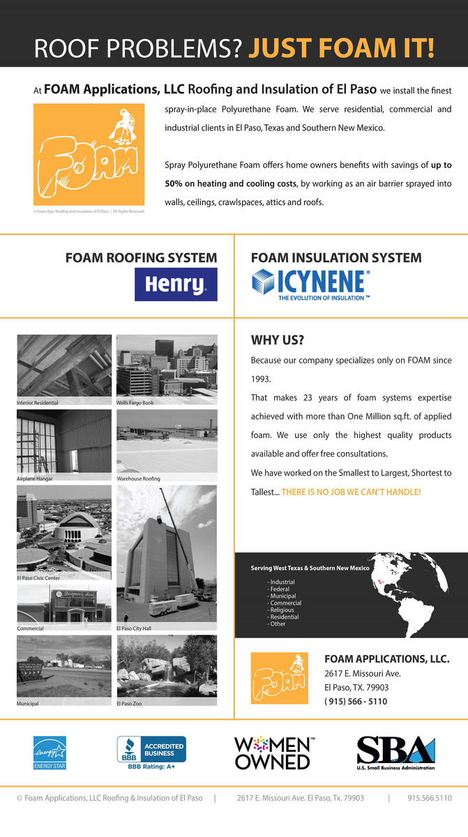 Foam Applications Roofing and Insulation of El Paso