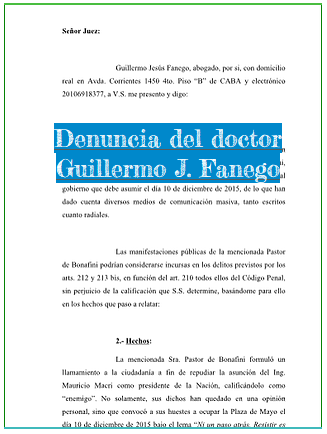 Denuncia contra Bonafini