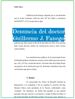 Denuncia contra Bonafini