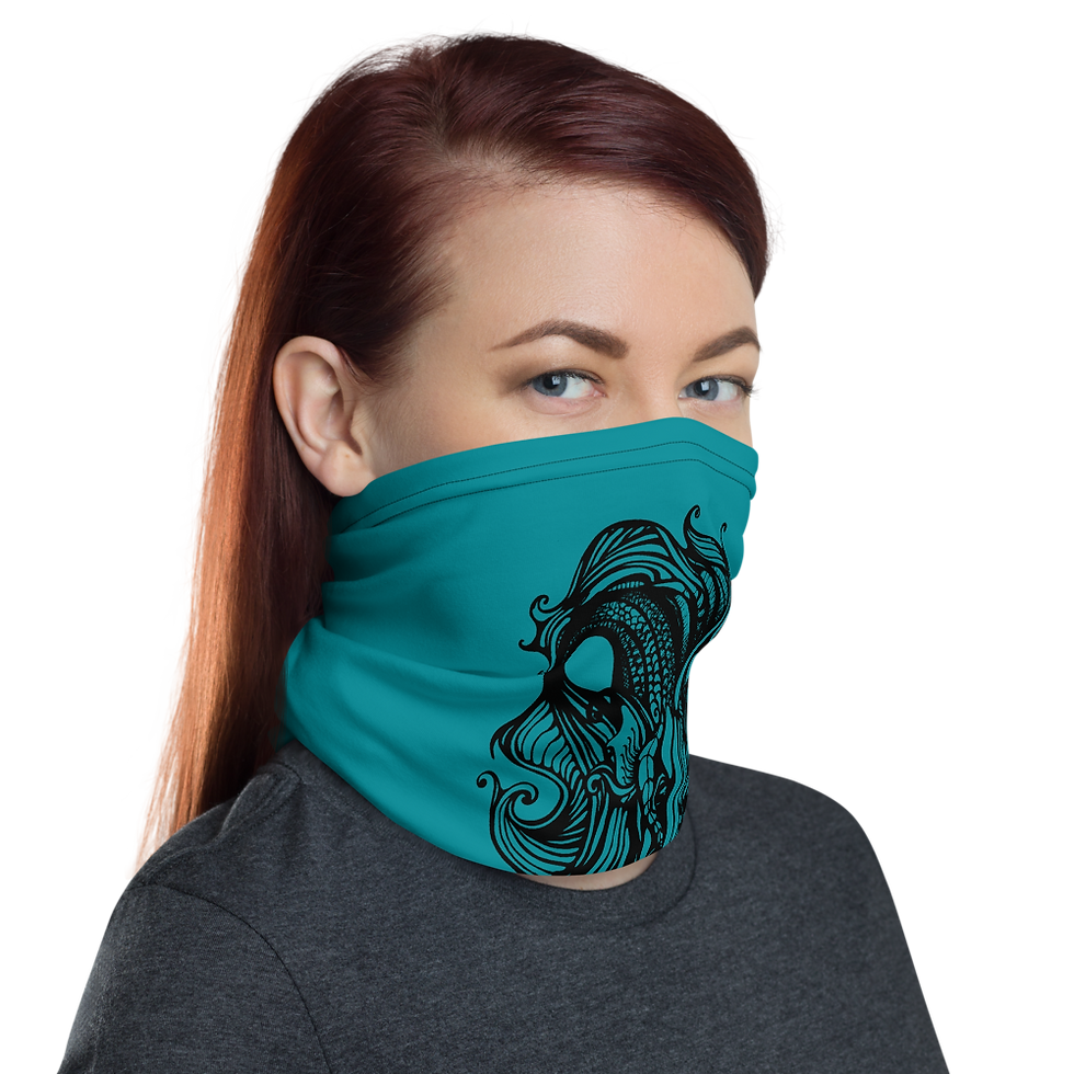 Thumbnail: Hand Drawn Illustration "Fishy" - Neck Gaiter - By Jessica Esper