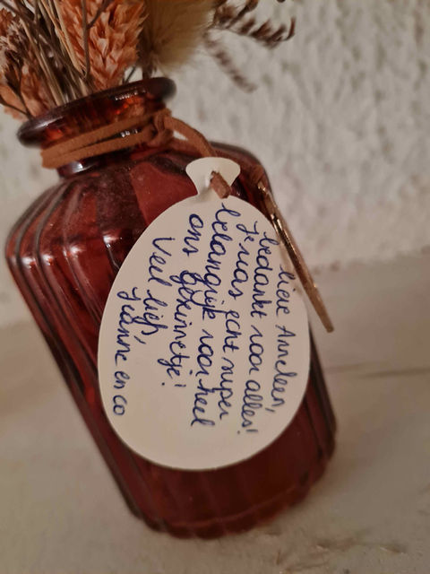 Kaartje met bedanking voor de hulp van Anneleen de kaey