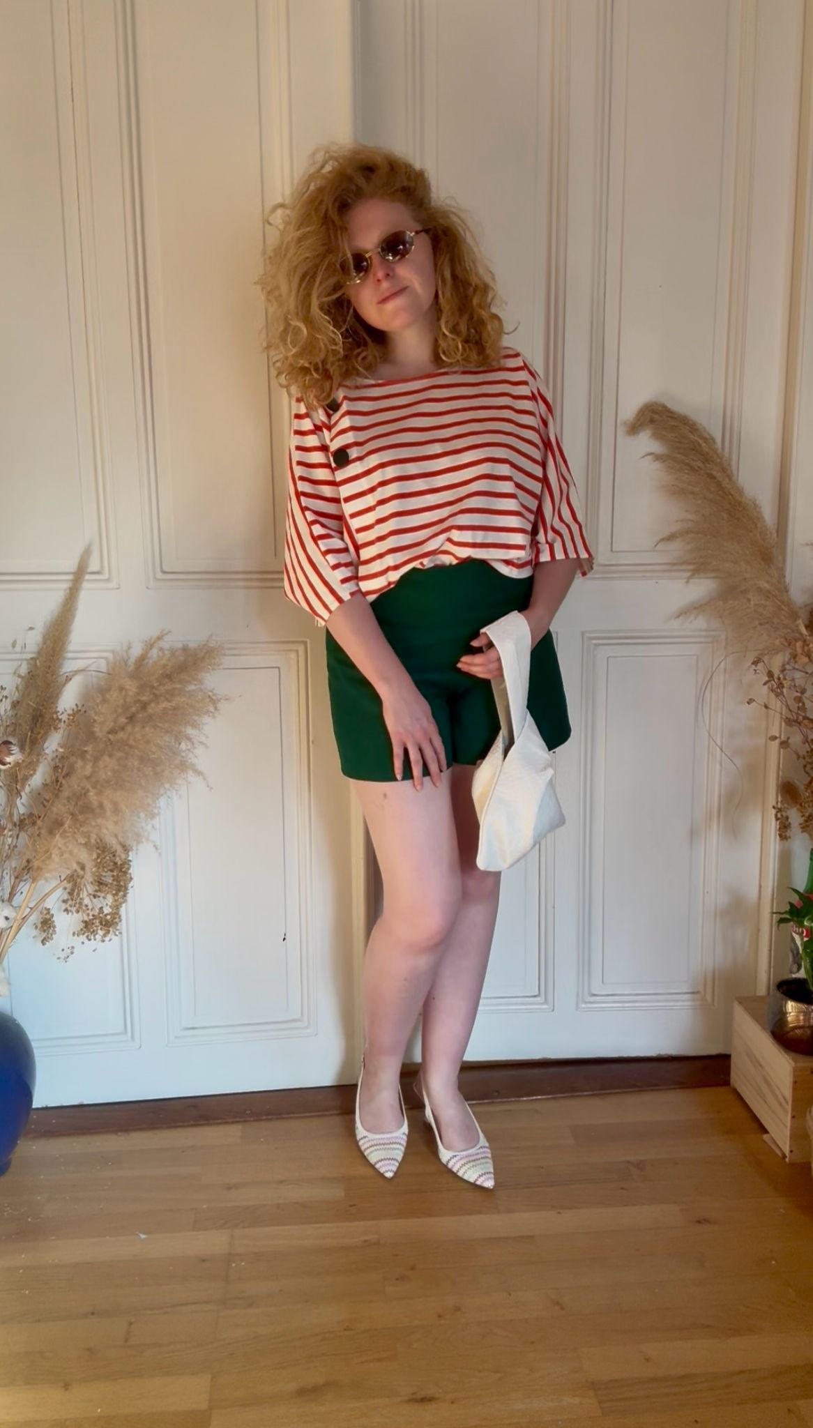 Haut Nelly rayé rouge et blanc