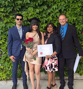 Michael Bastian with his family celebrating his daughter's university graduation