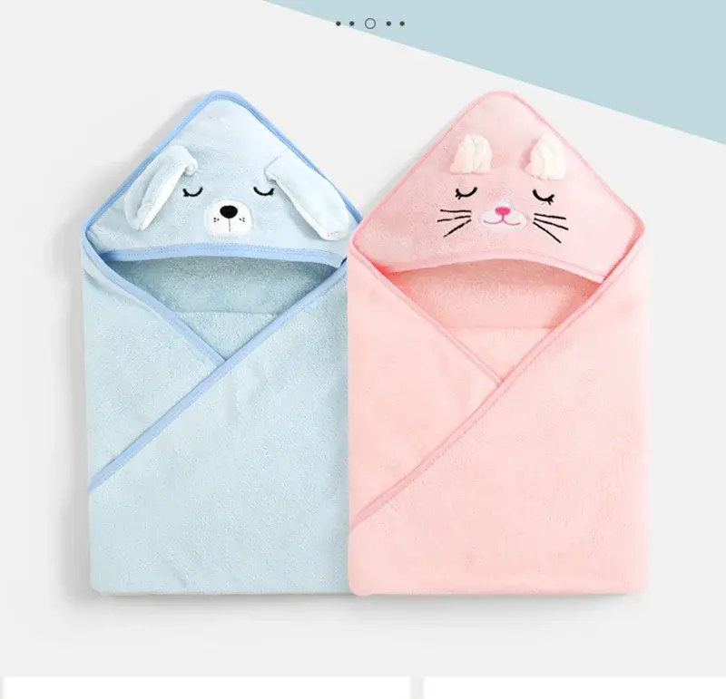 Thumbnail: Cartoon Animal Baby Bath Towels Soft Newborn Hooded Towel Blanket Toddler Bathro