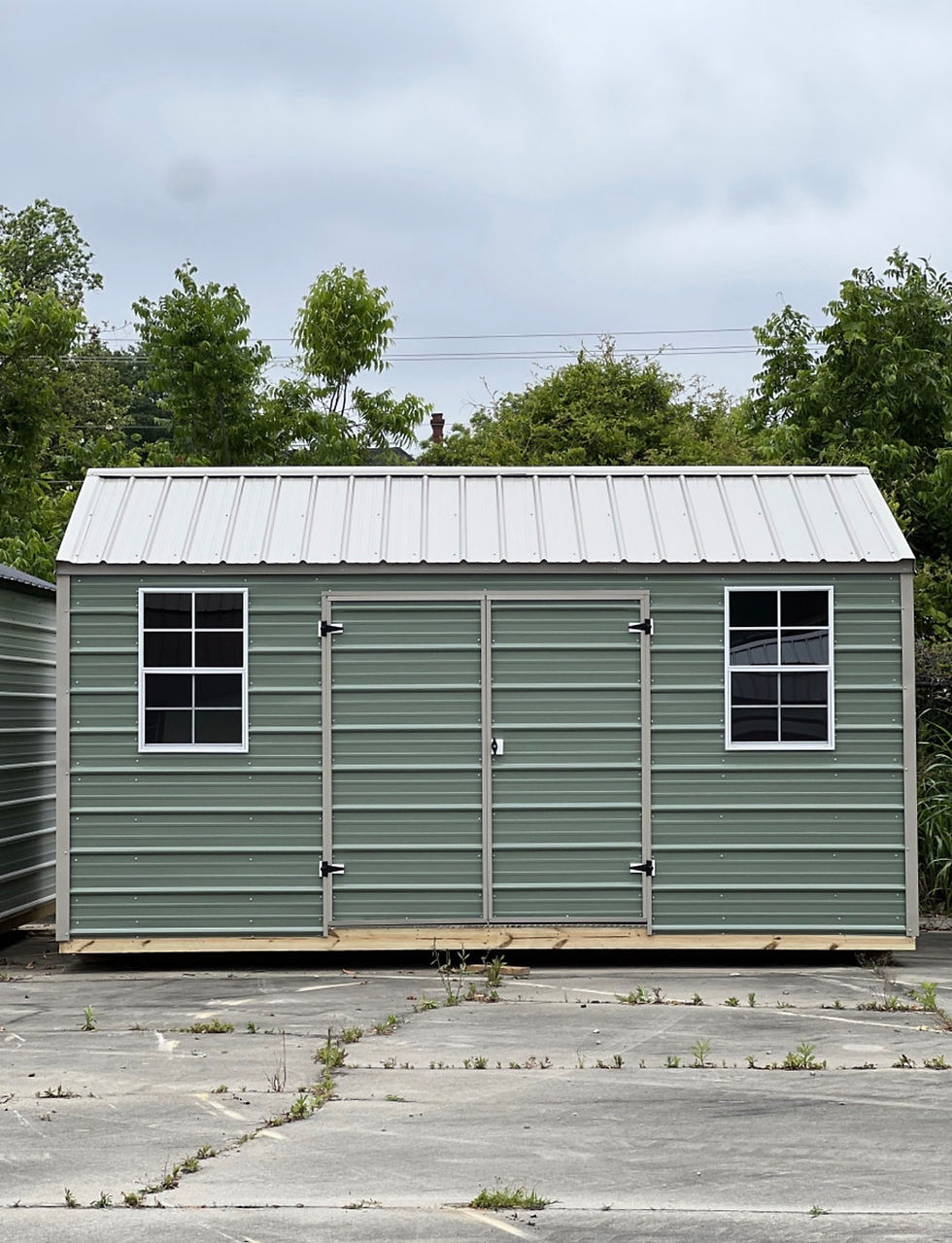 10x16 metal utility shed purchased by a customer in Metter, Georgia for backyard storage.