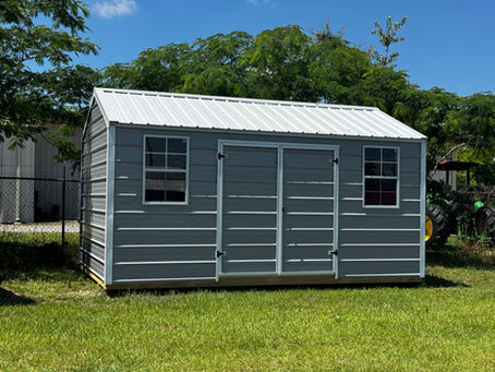 10x16 metal storage shed sold to customer in Dublin Georgia by Maco Structures