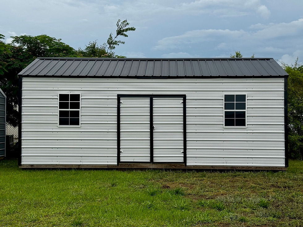 12x24 metal economy shed sold to customer in Kite Georgia for storing furniture and family belongings