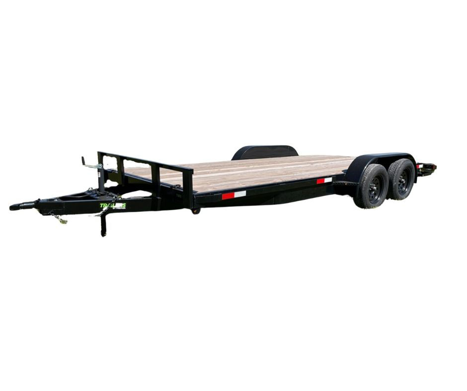 tandem axle car hauler trailer ready to transport a vehicle in Georgia.
