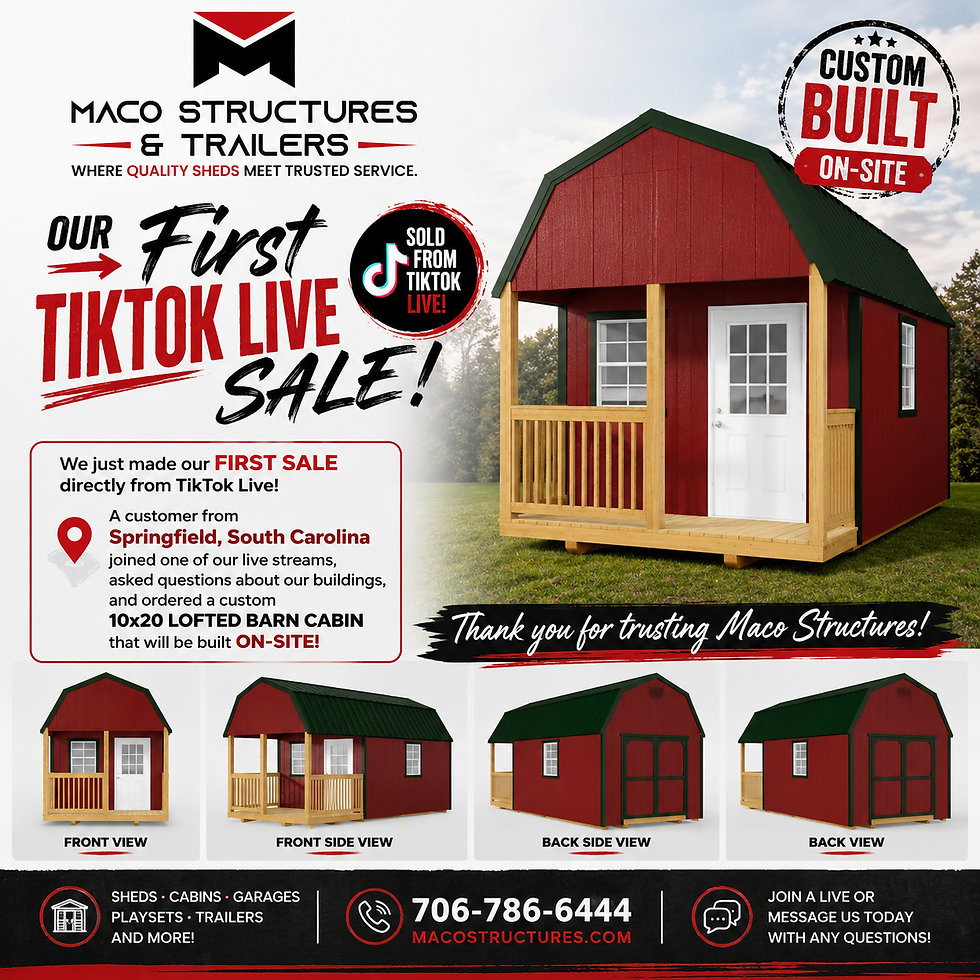 Custom portable building sold through TikTok Live