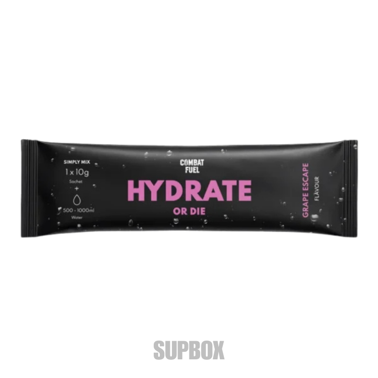 Combat Fuel Hydrate Stick 10g Grape Escape electrolyte drink mix sachet in Supbox selection boxes