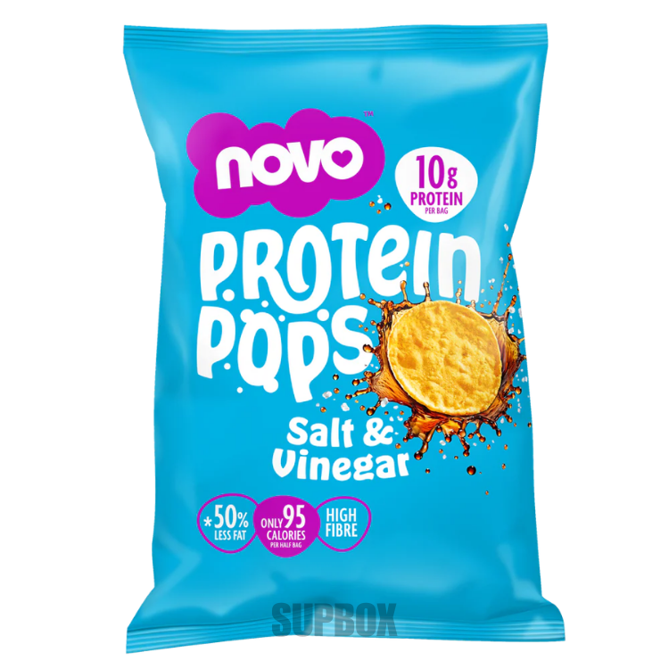 Novo Protein Pops Salt & Vinegar 45g high-protein crisp snack bag, included in Supbox selection boxes
