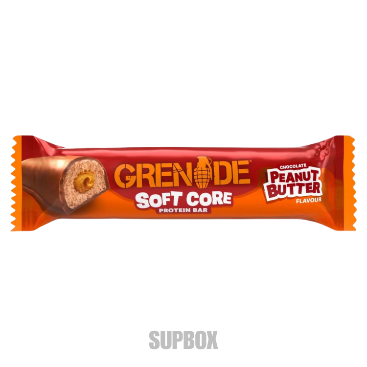 Grenade Soft Core Protein Bar 50g chocolate peanut butter flavour in wrapper.
