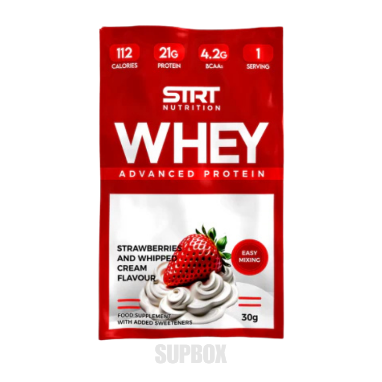 STRT Nutrition Whey Sachet 30g Strawberries & Whipped Cream – whey protein sample from Supbox