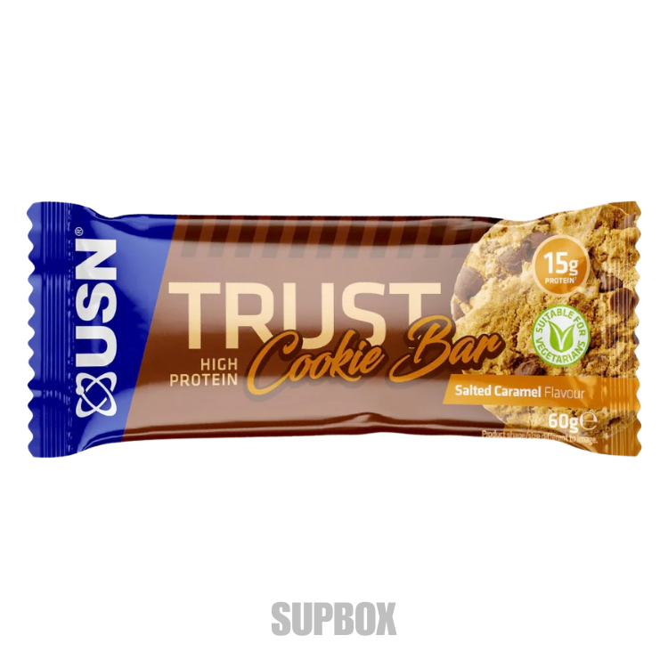 USN Trust Cookie Bar 60g Salted Caramel – protein cookie bar sample from Supbox