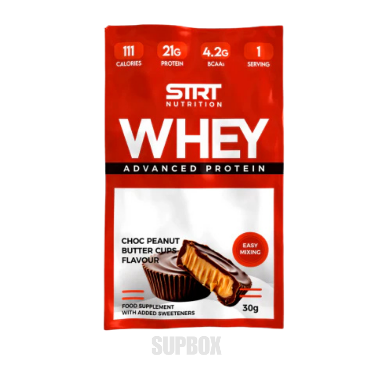 STRT Nutrition Whey Sachet 30g Choc Peanut Butter Cups – whey protein sample from Supbox