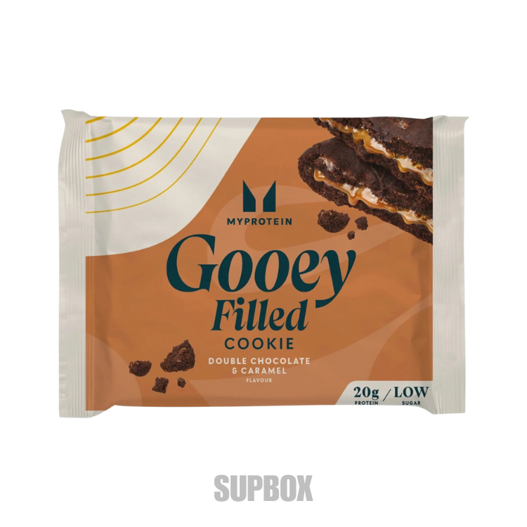MyProtein Gooey Filled Cookie 75g Double chocolate & Caramel – filled protein cookie sample from Supbox