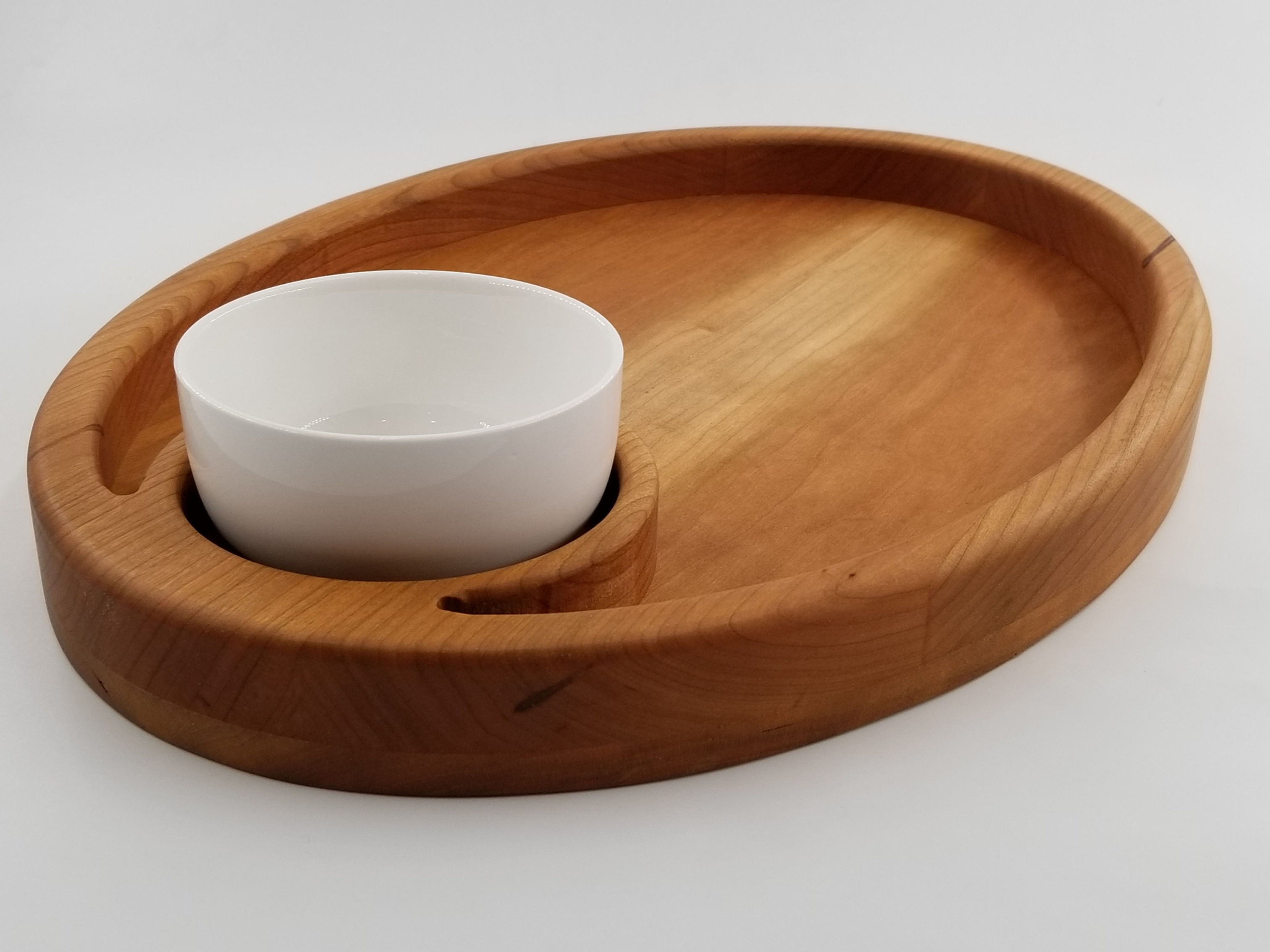 Large, Wooden Chip and Dip Bowl, Ramekin Dish, Serving Tray, Cutting board