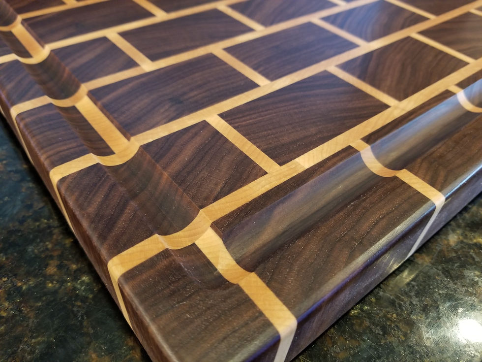 Thumbnail: Handcrafted Large Wood Cutting Board, Walnut, Maple, Brick Pattern, End Grain