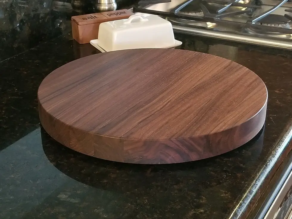 Thumbnail: Wood Cutting Board, Round, Large, Walnut, Personalized, Chopping Block