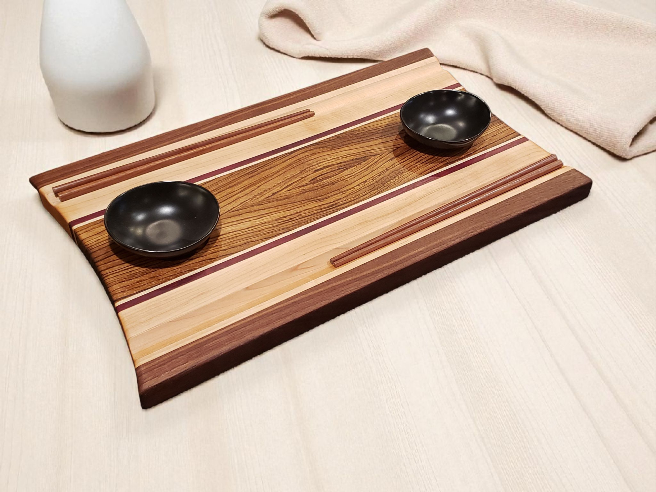 Custom Handcrafted Sushi Board, Serving Tray with Chop Stix