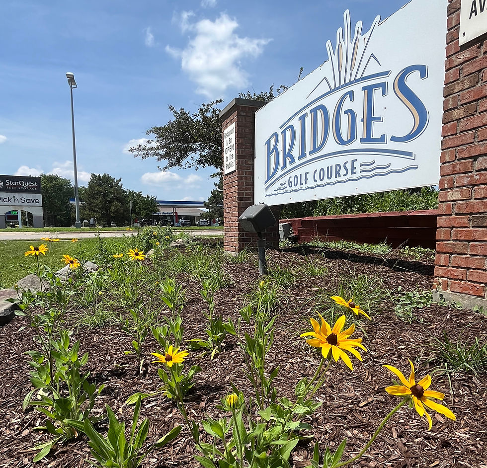 Front sign native flower bed