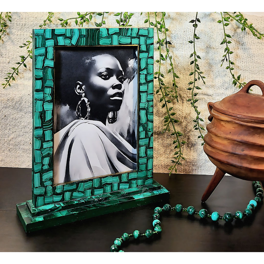 Malachite & Brass Picture Frame