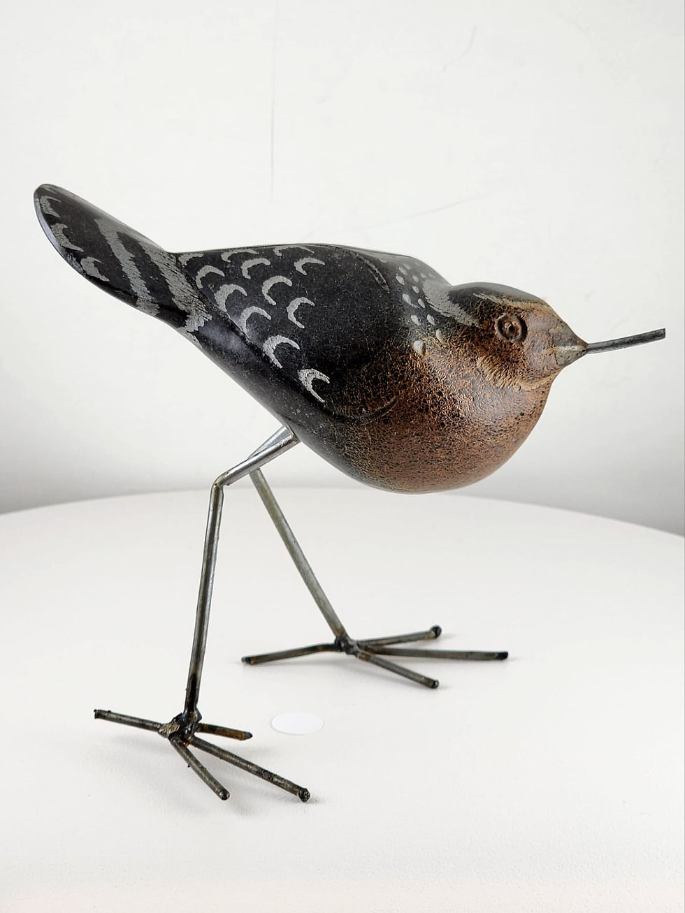 Thumbnail: Iron & Stone Bird Sculpture