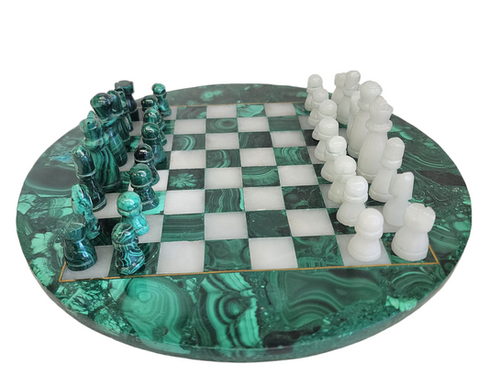 Malachite and Marble Chess Set | Tafika Arts
