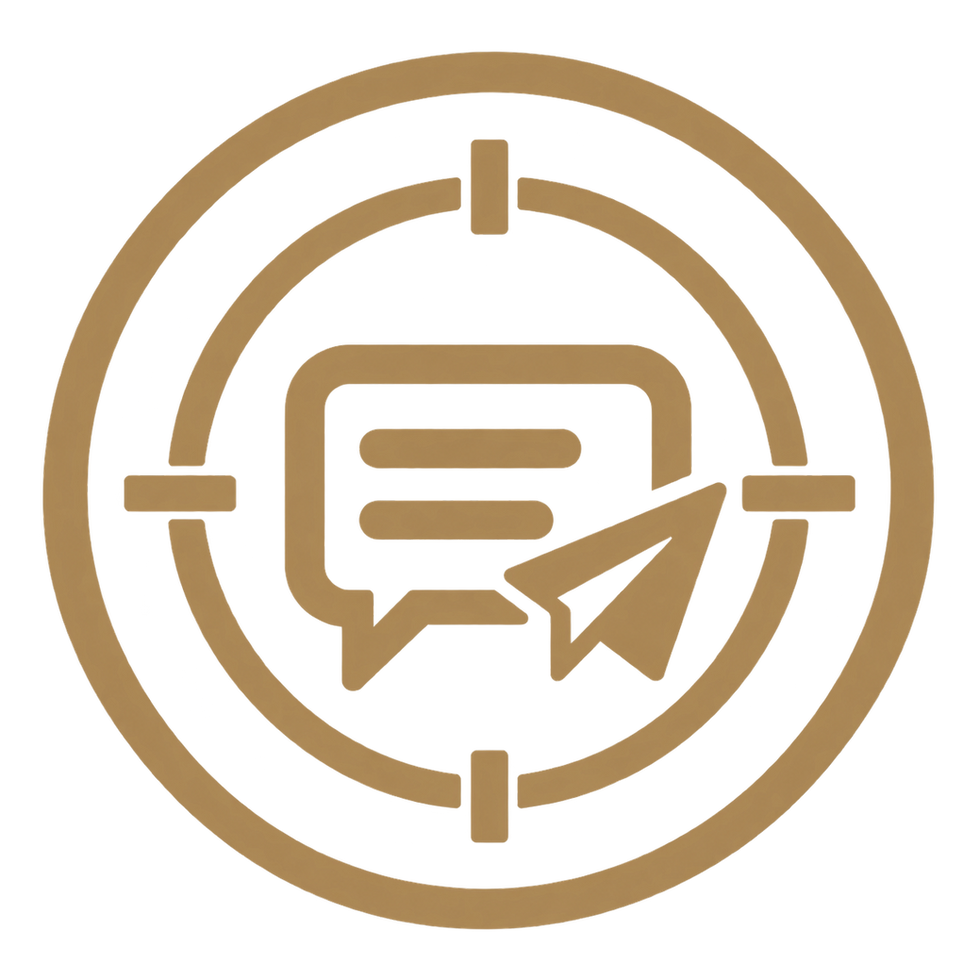 Target icon with a speech bubble and paper plane