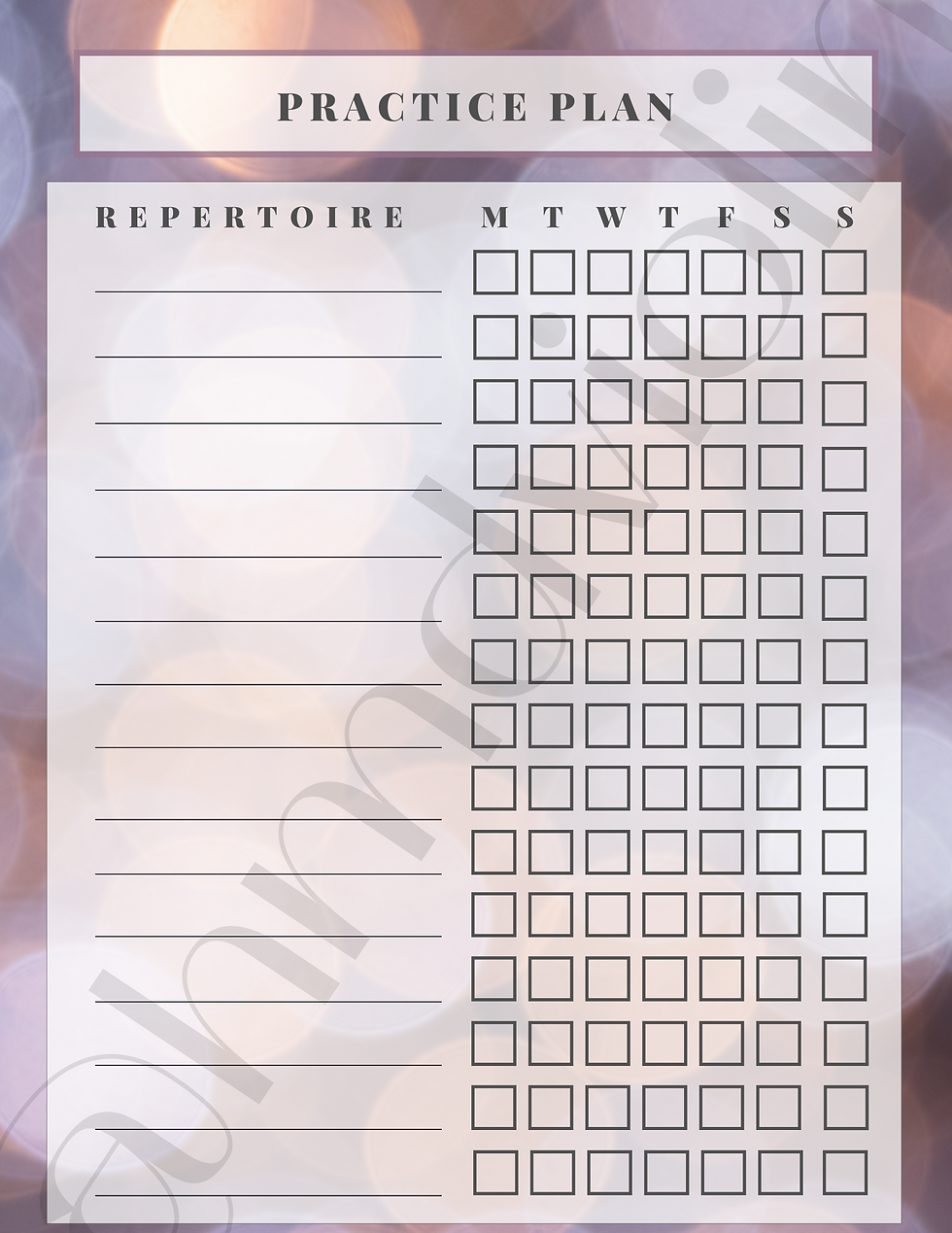 Weekly Practice planner