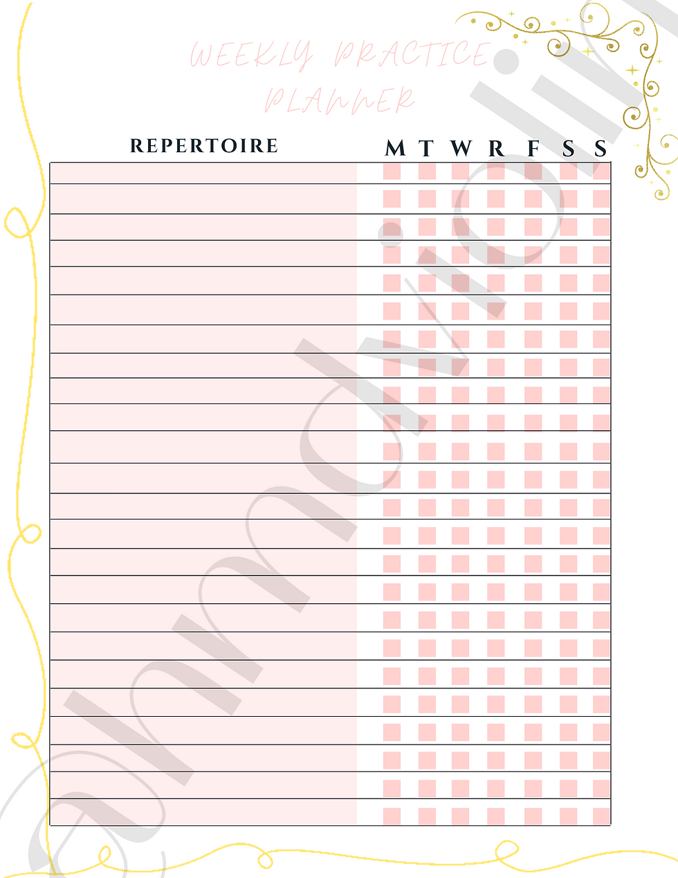 Weekly Practice planner
