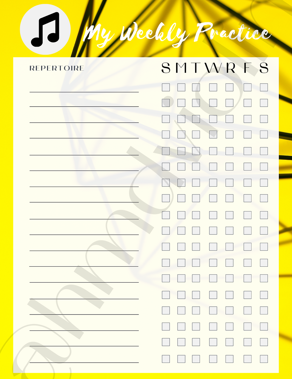 Weekly Practice planner