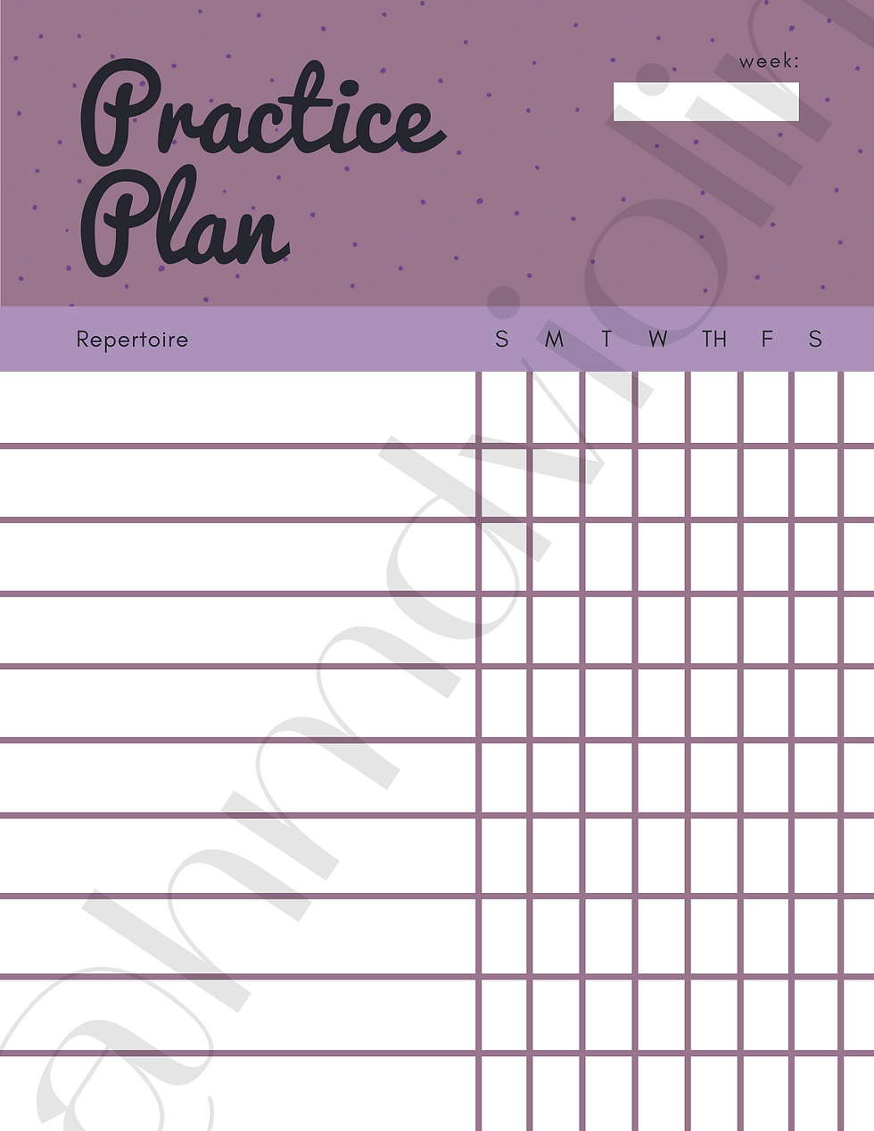 Weekly Practice planner