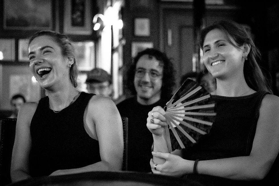 Audience laughing at a 2nd Row Comedy show at The Birdcage, Hackney, East London