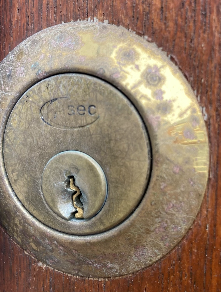 Snapped key in the lock.