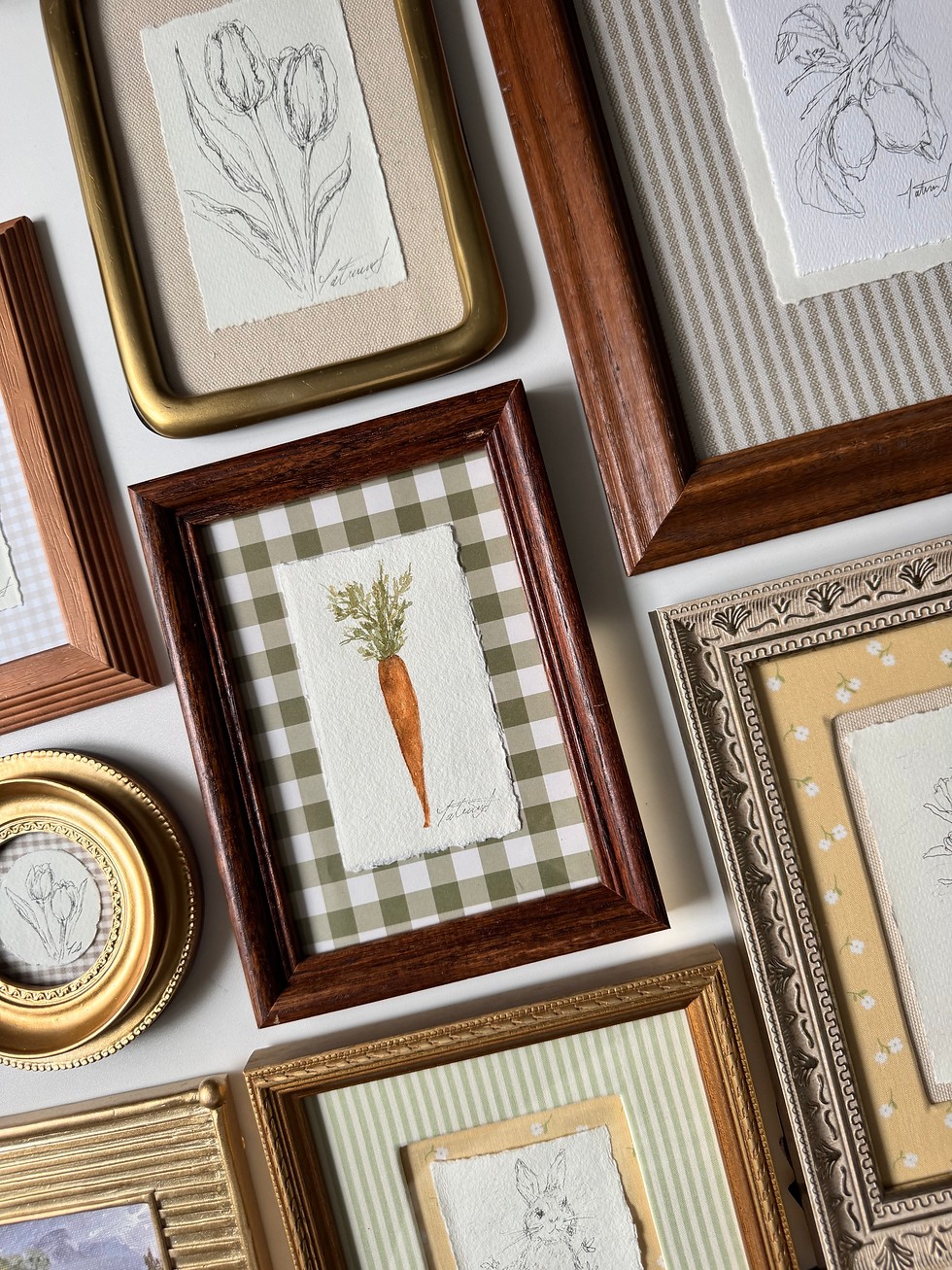Thumbnail: The Dainty Tulips Sketch Original Framed Art