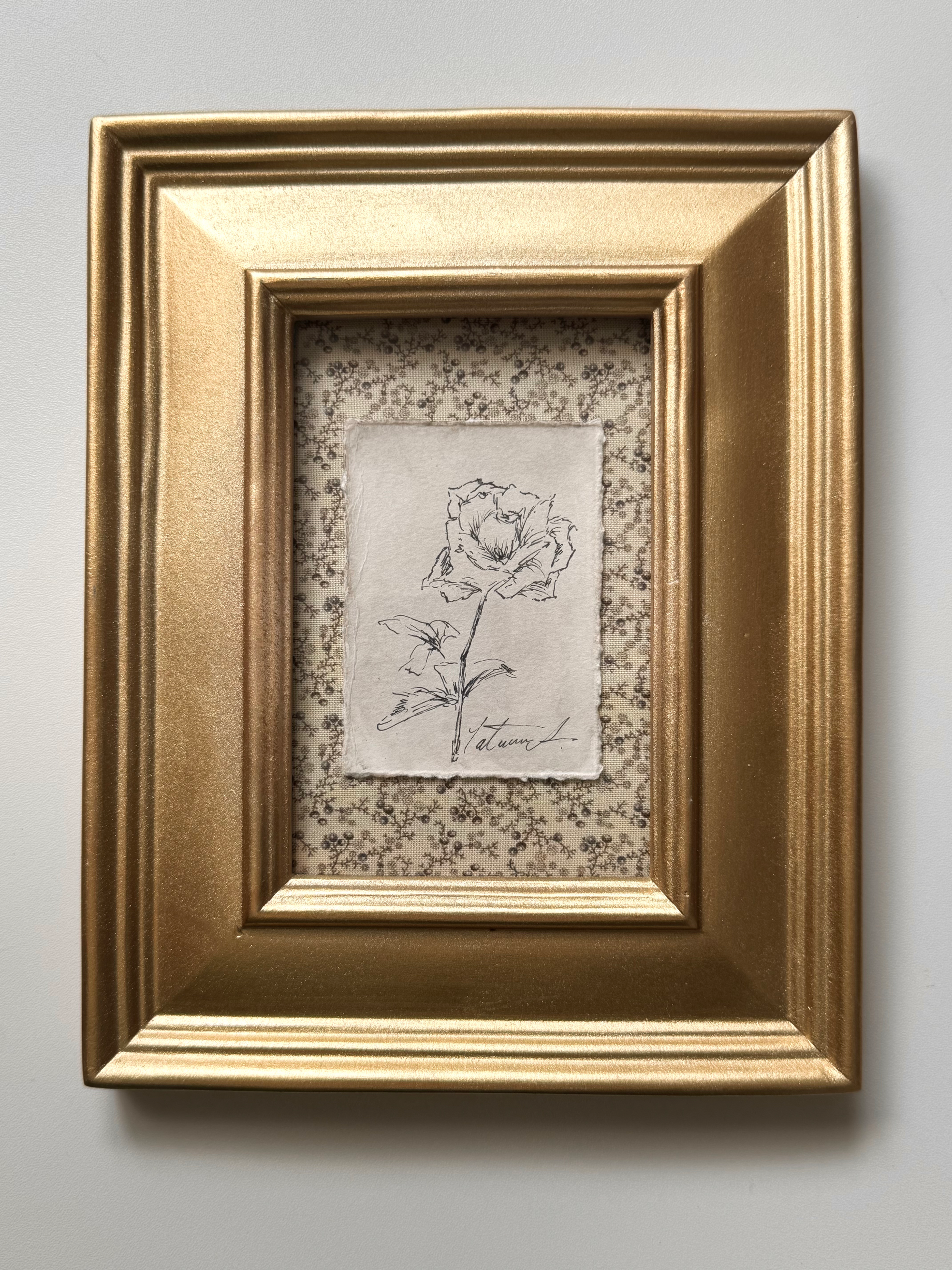 Rose Sketch Original Framed Art